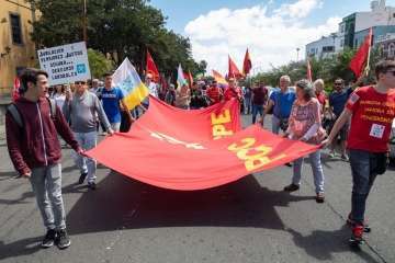 Telde en la manifestación por el Primero de Mayo en Canarias (Foto TA Y Orlando Mireles)
